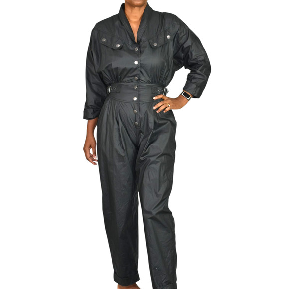 Rebecca Minkoff Jumpsuit Black Parachute Moto Biker Cotton Ripstop Flightsuit XS - Picture 6 of 16